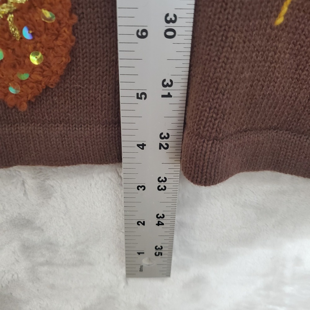 Vtg Storybook Knits Sweater S Long Brown Cardigan HSN Fall Leaves Autumn NWT - Picture 9 of 9